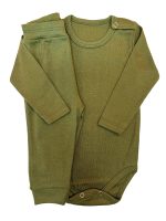 Conjunto Body Manga Longa e Calça Bebê Antialérgico – Verde Militar